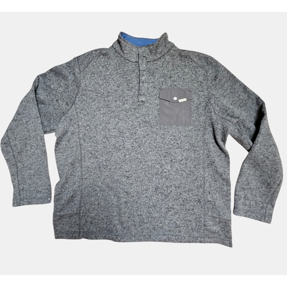 Woolrich‎ Mens 1/4 Snap Fleece Pullover Sweater XL Mock Neck Gray Hiking Outdoor - Picture 1 of 8